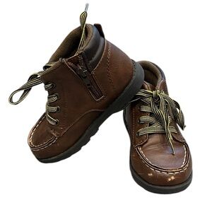 ☀️ OshKosh | Faux Leather Lace Up Boots for Toddler Boys